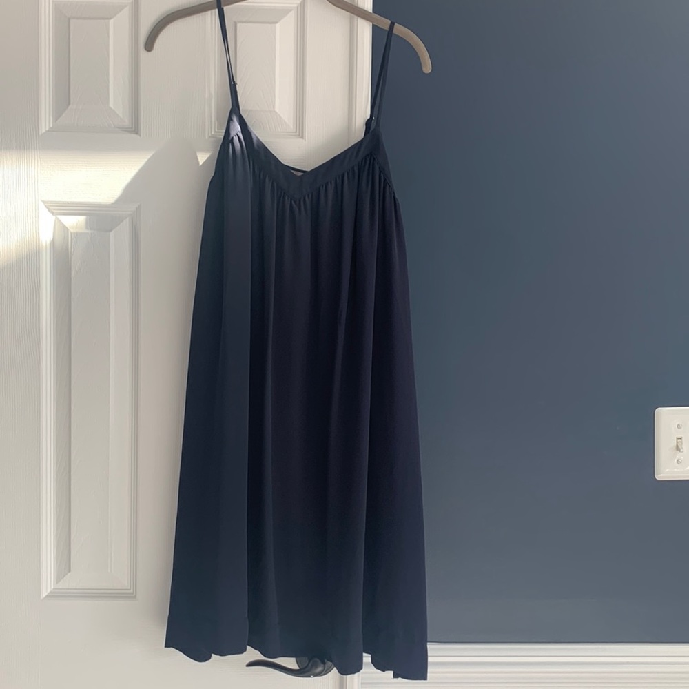 Banana Republic navy lined dress with pockets and waist tie